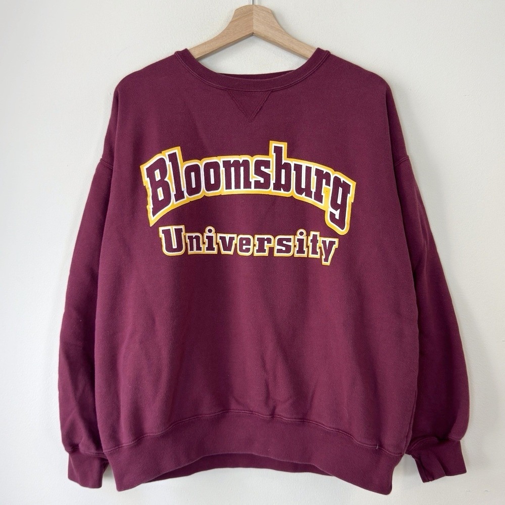 Vintage 90's Bloomsburg University NCAA Red Crewneck Sweatshirt - Medium